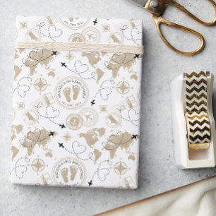 World Map Travel Baby Shower  Wrapping Paper