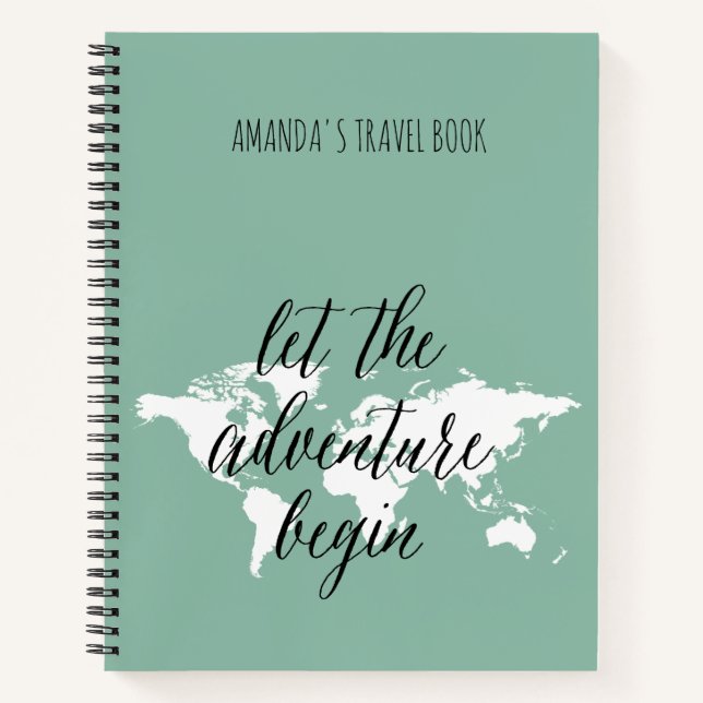 World map travel notes personalised  notebook (Front)