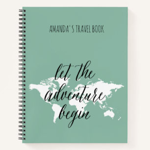 World map travel notes personalized notebook
