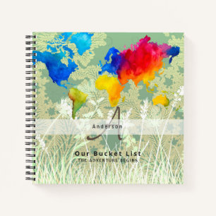 World Map Travel Retirement Bucket List Gift Dad Notebook