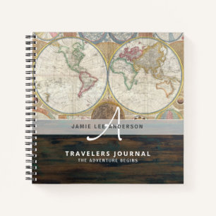 World Map Travel Retirement Bucket List Gift Dad   Notebook
