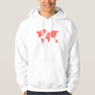 World Map - Tropical Pink Hoodie