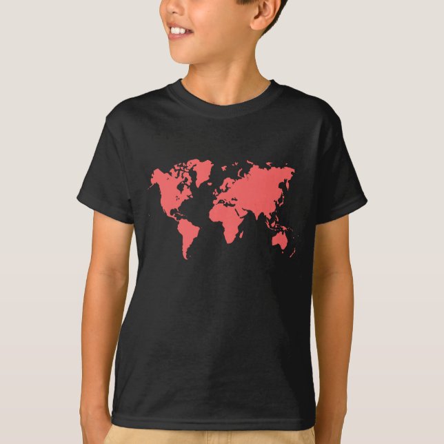 World Map - Tropical Pink T-Shirt (Front)