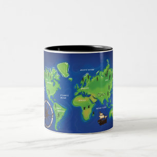 World Map Two-Tone Coffee Mug