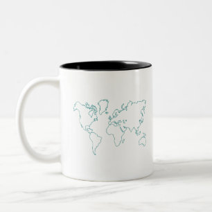 World Map Two-Tone Coffee Mug