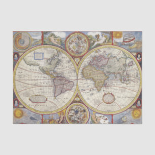 World Map Vintage 10x15 Decoupage Tissue Paper
