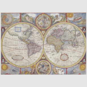 World Map Vintage 20x30 Decoupage Tissue Paper