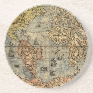 World Map Vintage Historical Antique Atlas Coaster