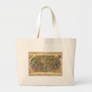 World Map Vintage Historical Antique Atlas Large Tote Bag