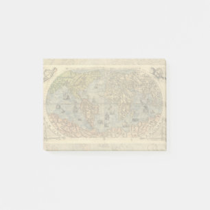 World Map Vintage Historical Antique Atlas Post-it Notes