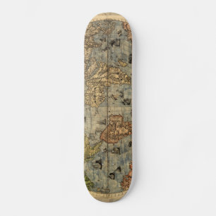 World Map Vintage Historical Antique Atlas Skateboard
