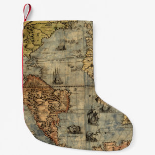 World Map Vintage Historical Antique Atlas Small Christmas Stocking