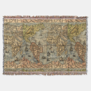 World Map Vintage Historical Antique Atlas Throw Blanket