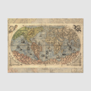World Map Vintage Historical Antique Atlas Tissue Paper