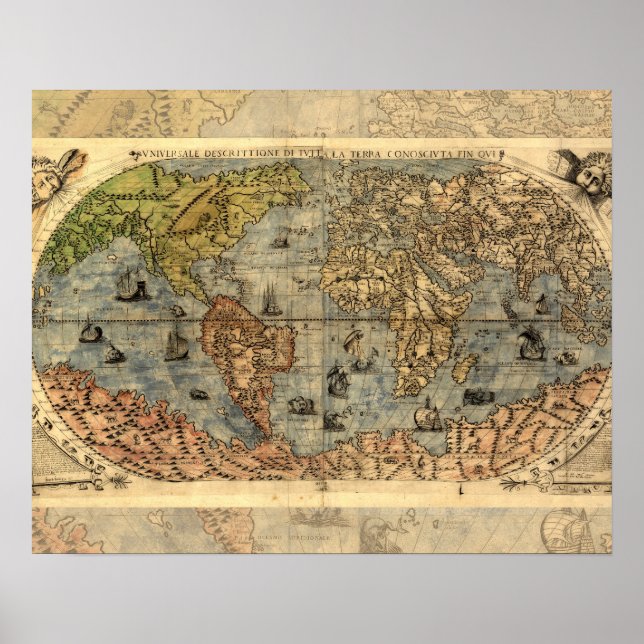 World Map Vintage Historical Atlas Poster (Front)