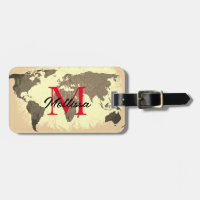 World Map Vintage Monograms Traveller Elegant Cool