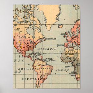World Map Vintage Poster