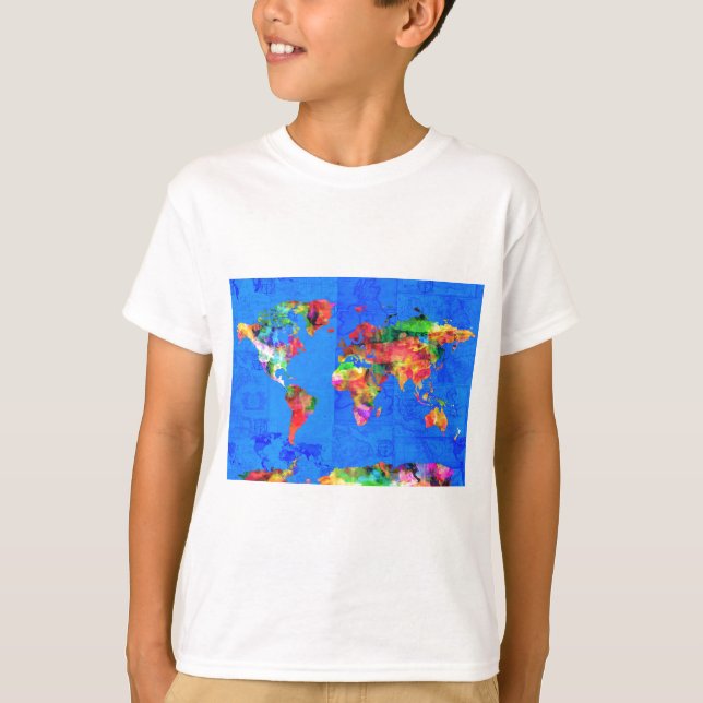 world map watercolor  1 T-Shirt (Front)