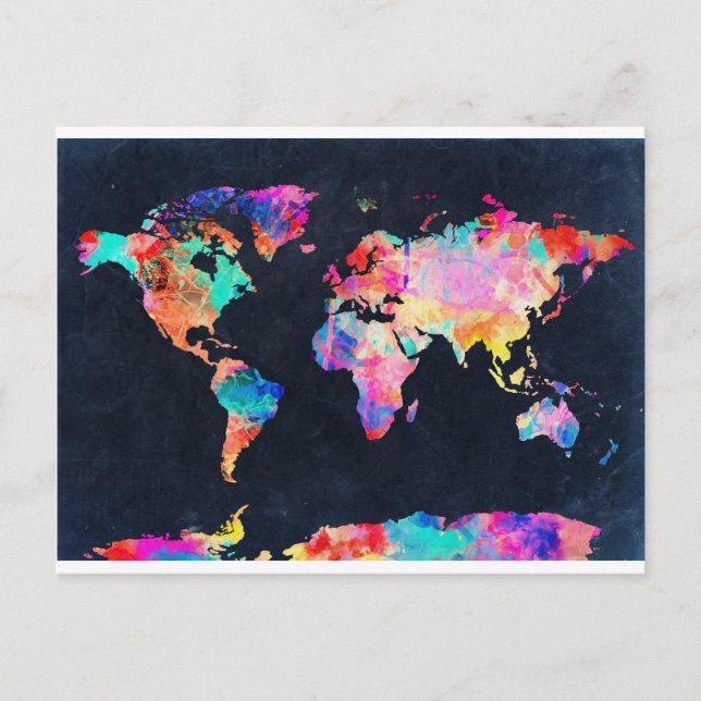 world map watercolor 21 postcard (Front)