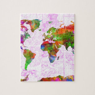 world map watercolor 4 jigsaw puzzle