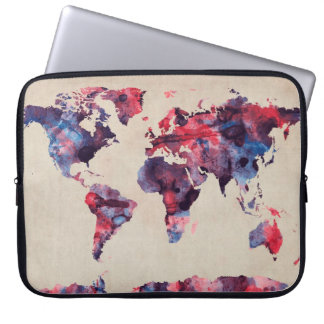 World Map Watercolor Laptop Sleeve