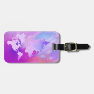 World Map Watercolor Pink Elegant Clean vintage Luggage Tag