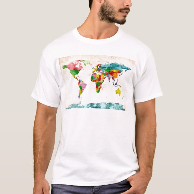 World Map Watercolors T-Shirt (Front)