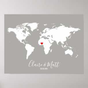 world map wedding guest book signing board