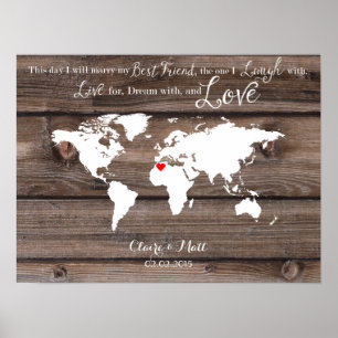 world map wedding guest book signing board wood