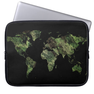 world map with camouflage laptop sleeve