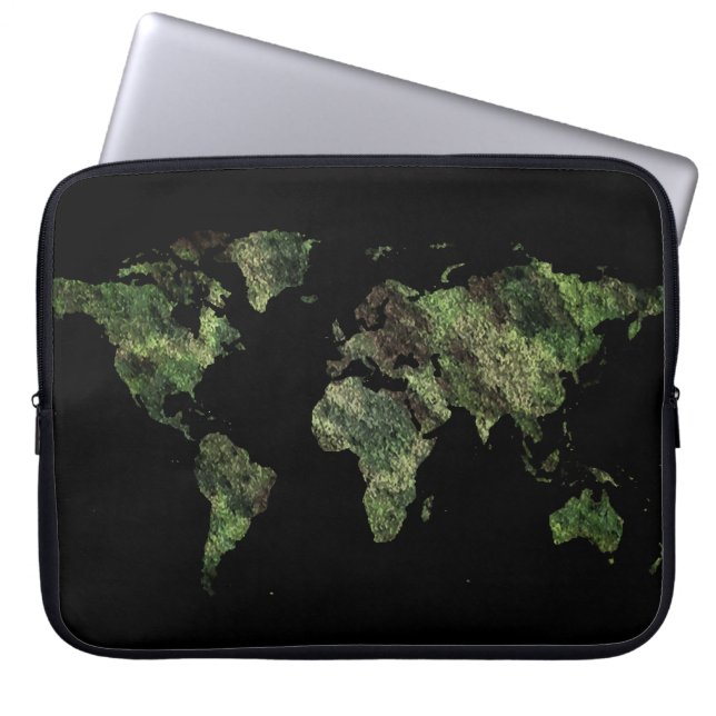 world map with camouflage laptop sleeve (Front)