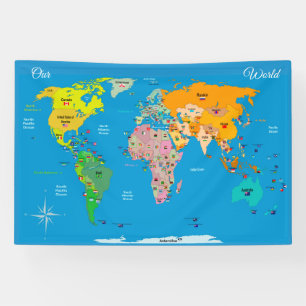 World Map with Flags  Banner