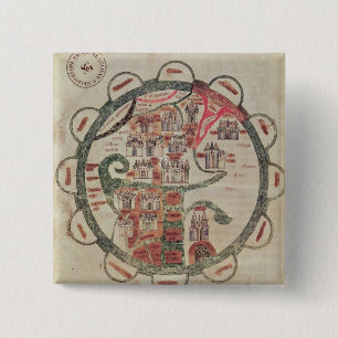 World map with Jerusalem in the centre 15 Cm Square Badge