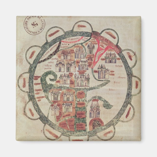 World map with Jerusalem in the centre Magnet (Front)
