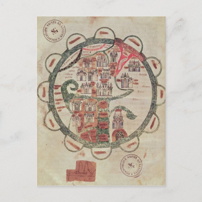 World map with Jerusalem in the centre Postcard (Front)