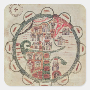 World map with Jerusalem in the centre Square Sticker