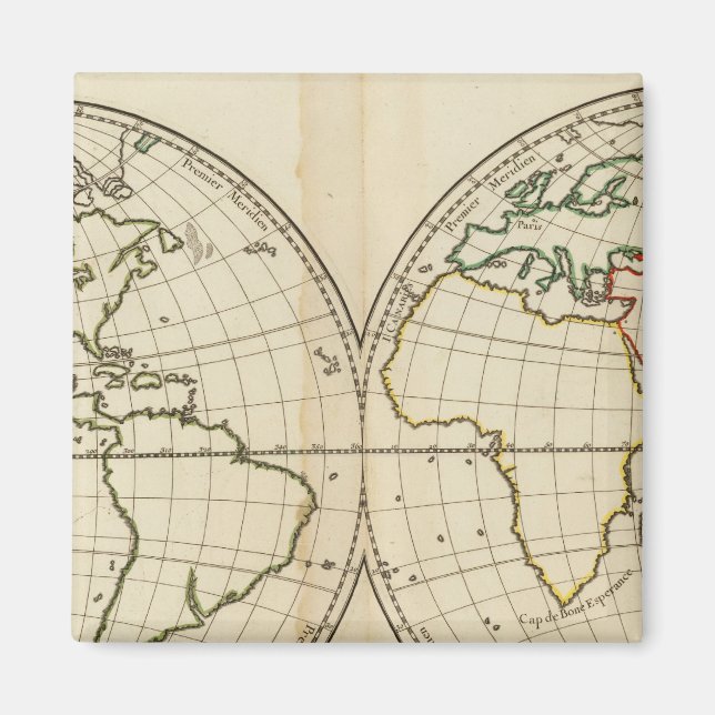 World Map with Latitude and Longititude Magnet (Front)