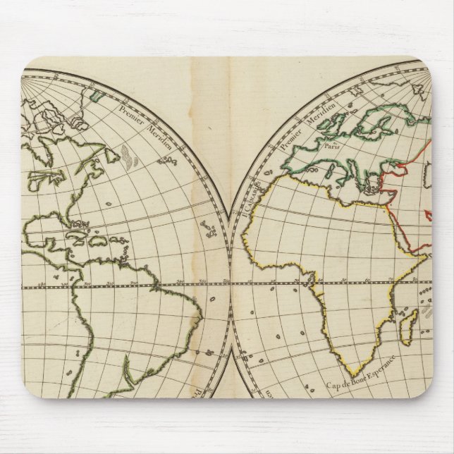 World Map with Latitude and Longititude Mouse Pad (Front)