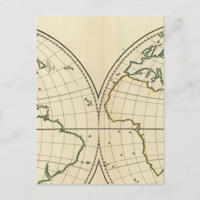 World Map with Latitude and Longititude Postcard (Front)