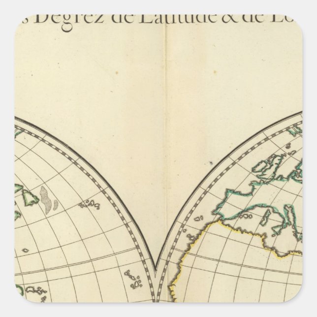 World Map with Latitude and Longititude Square Sticker (Front)