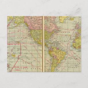 World map with shipping lanes postcard