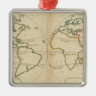 World Map with Tropics Metal Tree Decoration