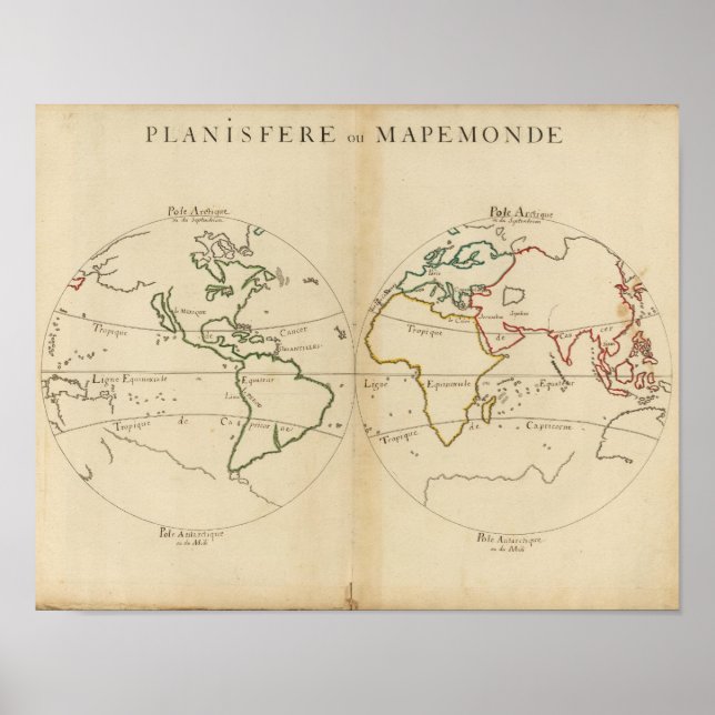 World Map with Tropics Poster (Front)