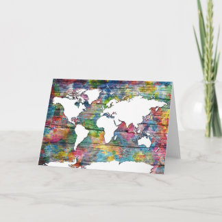 world map wood 12 card
