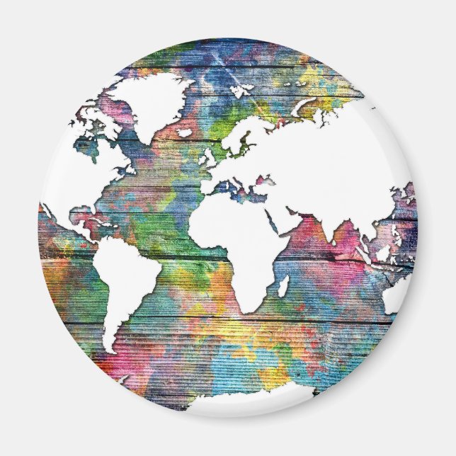 world map wood 12 magnet (Front)