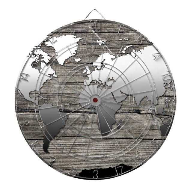 world map wood 13 dartboard (Front)