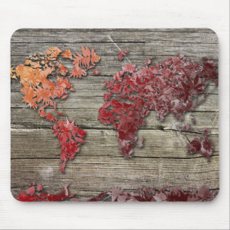 world map wood 9 mouse pad
