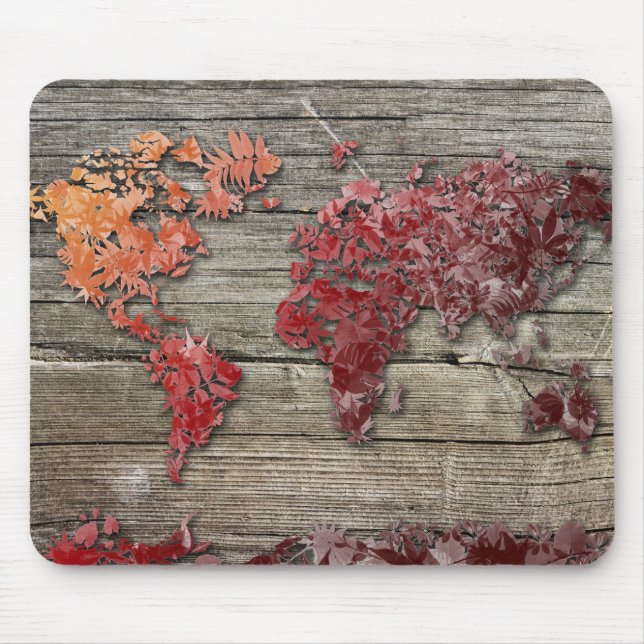 world map wood 9 mouse pad (Front)