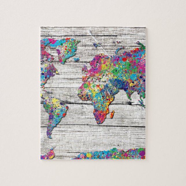 world map wood jigsaw puzzle (Vertical)