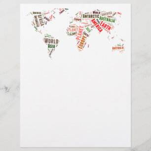 World map words cloud flyer